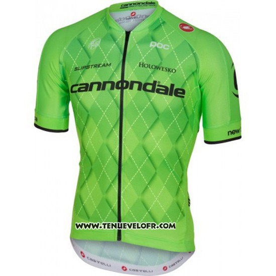 2016 Maillot Ciclismo Cannondale Noir et Vert Manches Courtes et Cuissard